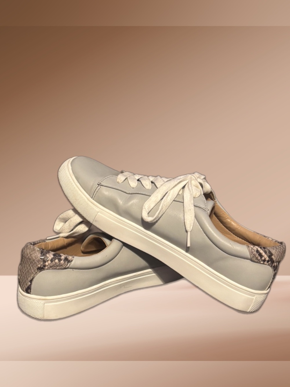 LOFT Light Gray Sneakers with Snakeskin Accent